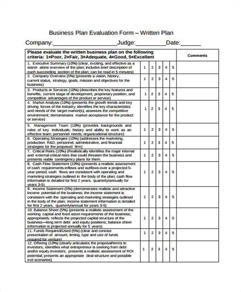 Business Evaluation Template
