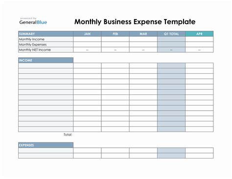 Business Expenses Tracker Excel Template