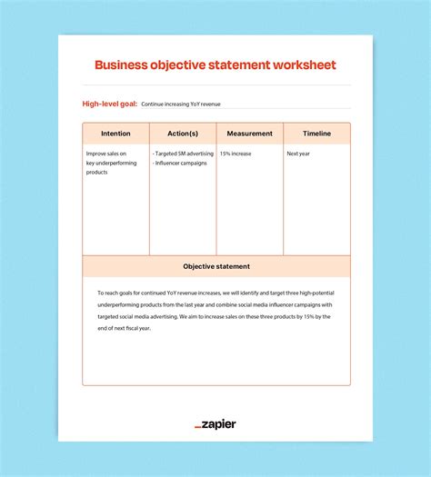 Business Goals And Objectives Template