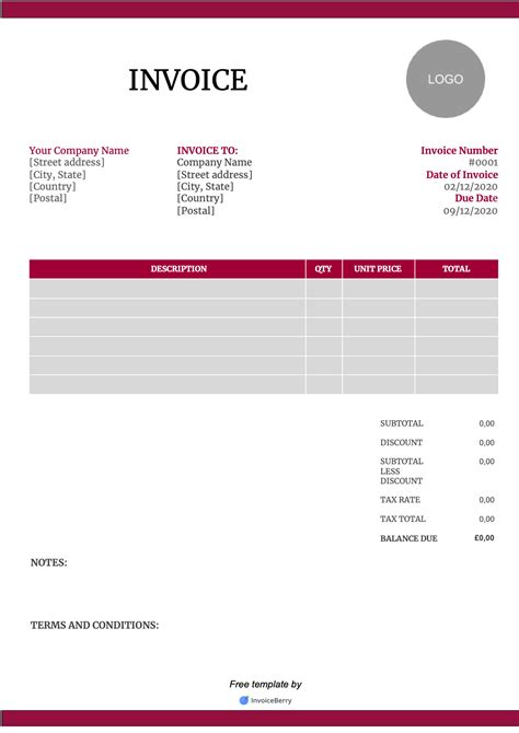 Business Invoice Template Uk