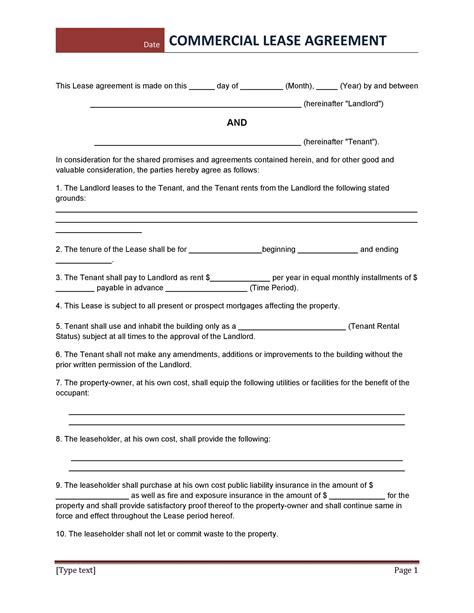 9 Commercial Lease Agreement Template Template Free Download