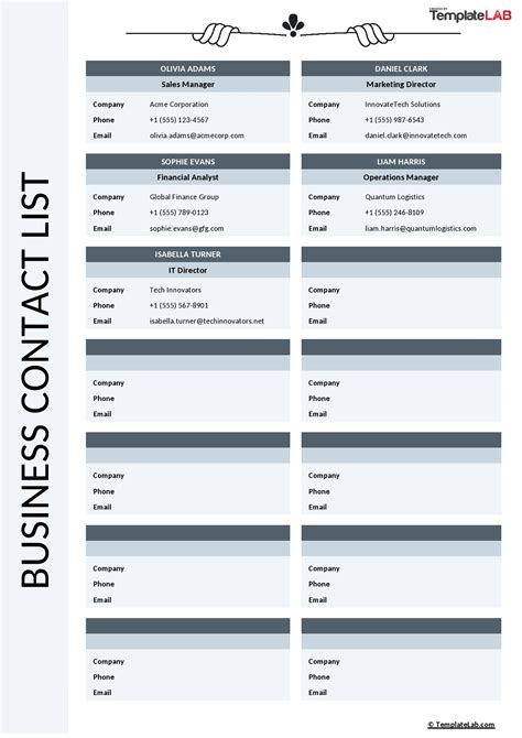 Contact List Template in Excel FREE to Download & Easy to Print