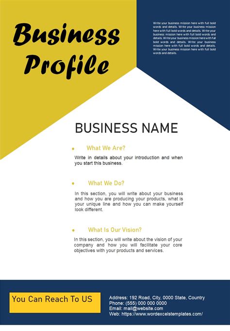 Business Profile Template | Free Word Templates