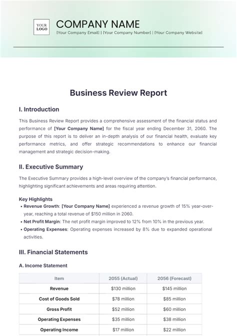 Business Review Report Template