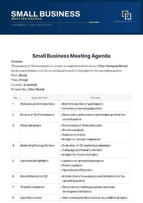 Customer Meeting Agenda Template Master Template