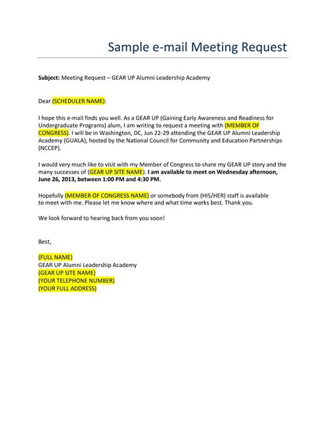 50 Great Meeting Request Email Samples 📧 ᐅ TemplateLab