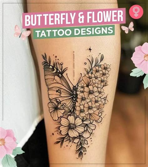 Butterflies With Flowers Tattoo Designs