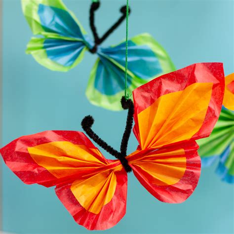 Flutter into Fun: Create Colorful Butterflies with Tissue Paper.