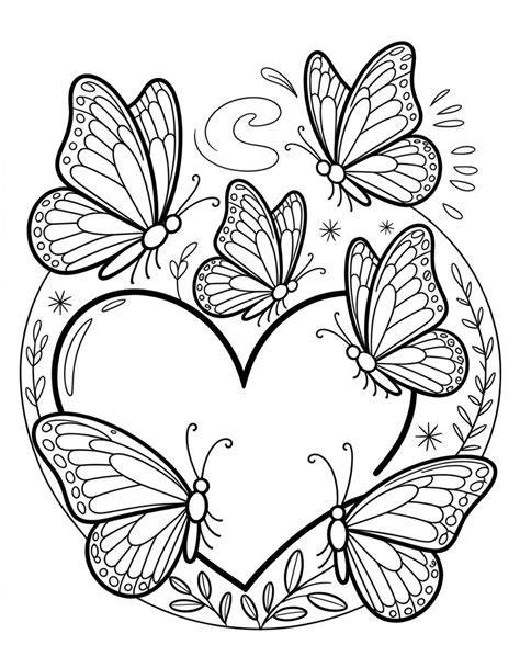 Butterfly Heart Coloring Pages