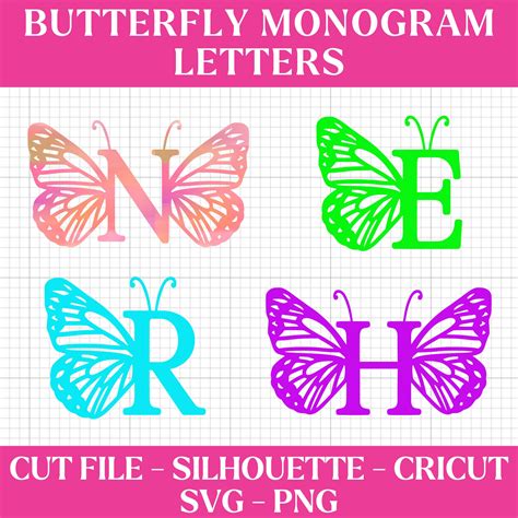 Download Butterfly Monogram Frame, Butterfles Files for Cricut