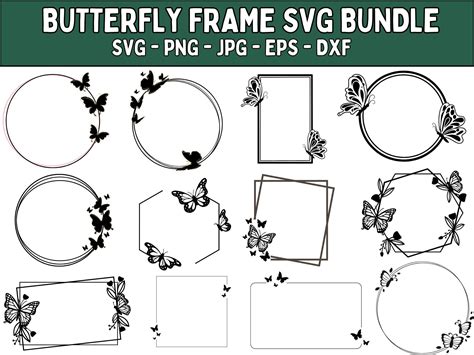 Download Butterfly Monogram Frame, Butterfles Silhouette DXF Files