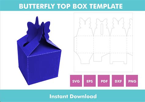 Download Butterfly Top Box Template - Gift Box,... Silhouette DXF Files