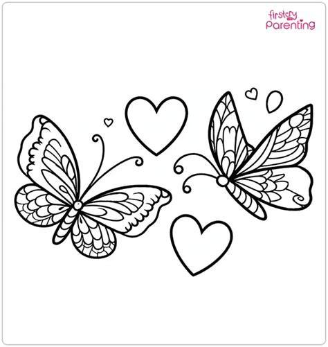 Butterfly With Heart Wings Coloring Pages