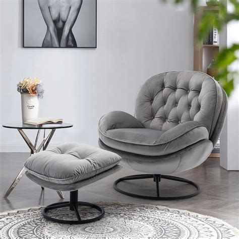 Buy Grey Accent Chair With Ottoman