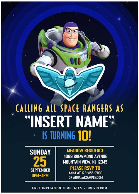 Buzz Lightyear Invitation Template Free