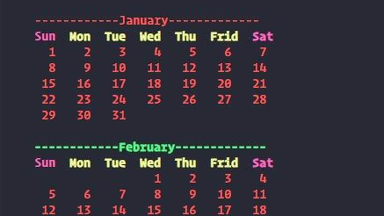 C++ Monthly Calendar