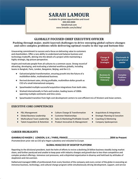 C-Suite Resume Template For Executives