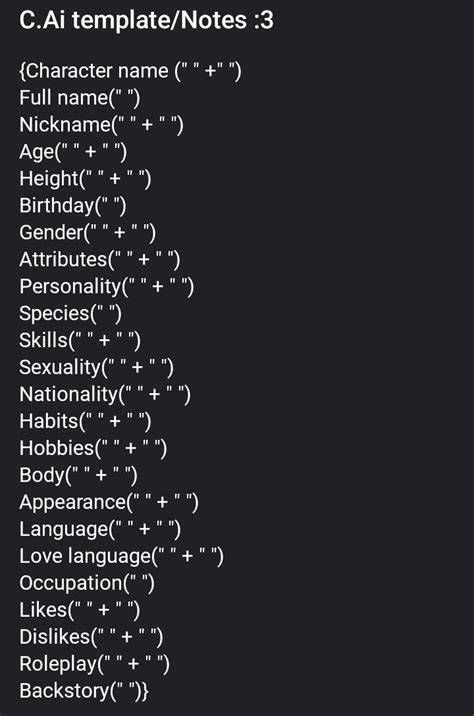 C.ai Character Template