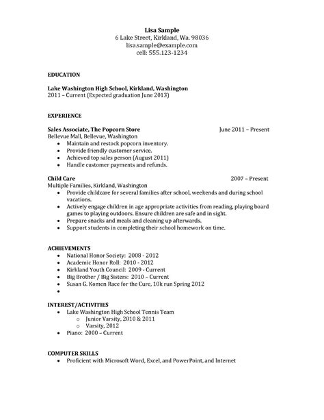Cv Templates Resume For Teenager First Job / Hire Someone To Write A