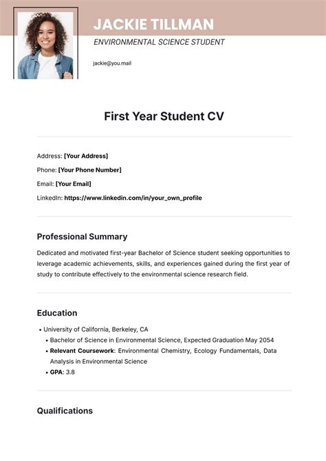 Cv Template Undergraduate Student Resume Examples