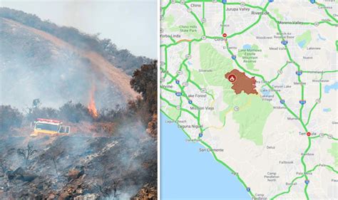 Brush fire burns in Santa Ana Mountains of Southern California