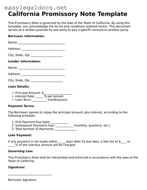 Ca Promissory Note Form