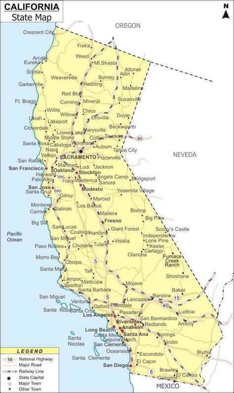 California Map Of Cities And Towns Map