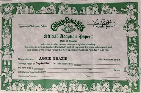 Cabbage Patch Dolls Birth Certificates Printable