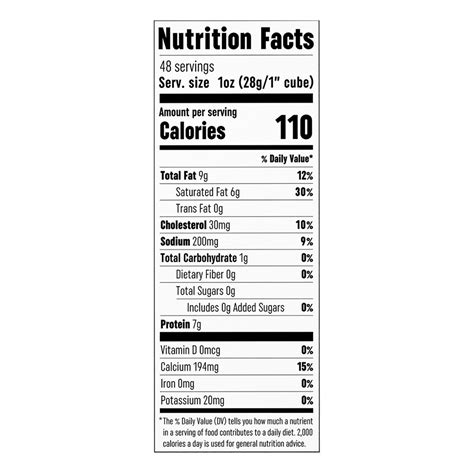 Cabot Cheddar Cheese Nutrition