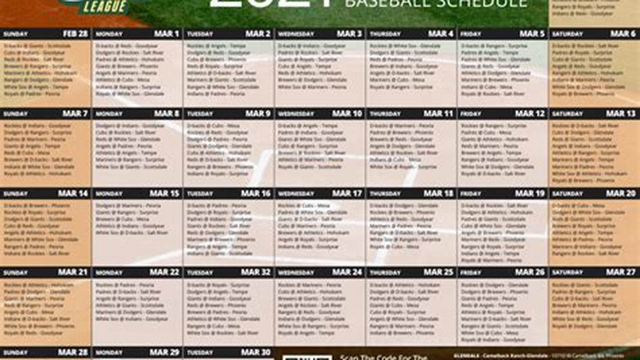 Cactus League Spring Training Calendar