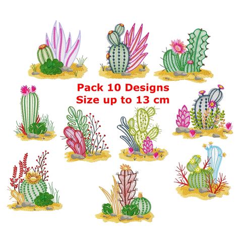 Cactus Machine Embroidery Pattern