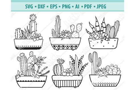 Download Cactus Pots Bundle Files DXF Files