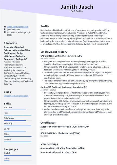 Cad Drafter Resume Sample