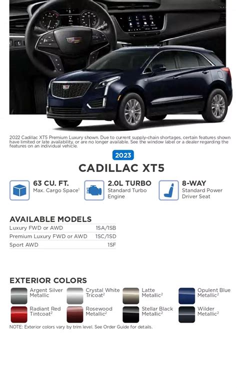 Cadillac Xt5 Color Chart