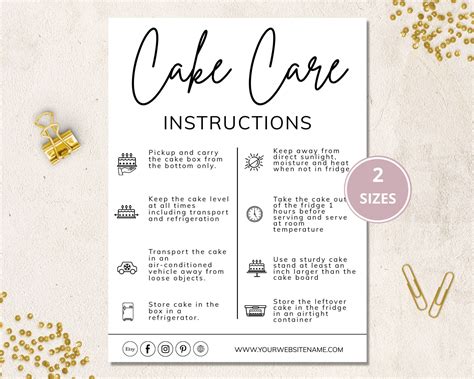 Cake Care Instructions Template
