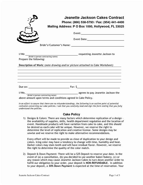 Generic Blank Wedding Cake Contract