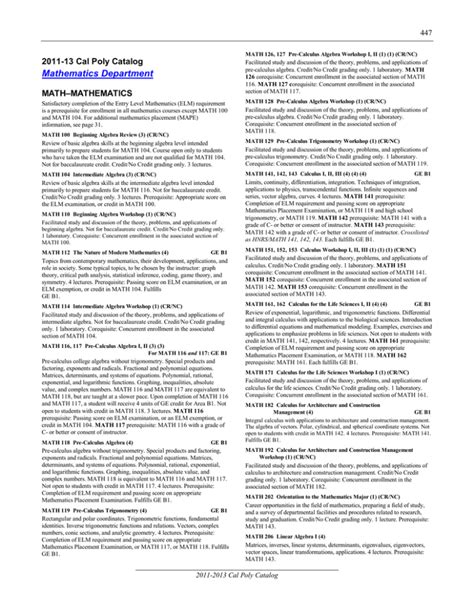 Cal Poly 2013-15 Catalog Math 118