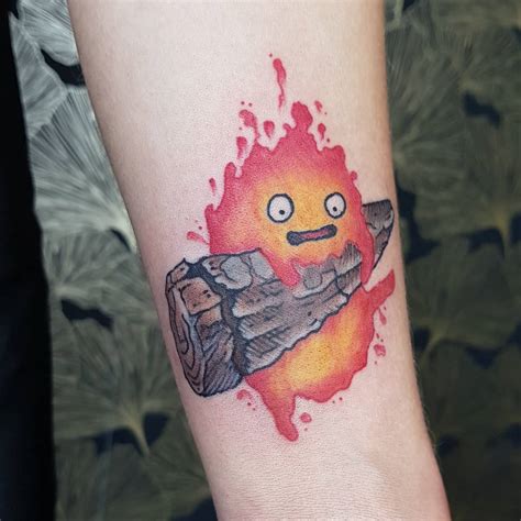 Calcifer by Mike Mac Logan square tattoo Chicago Illinois