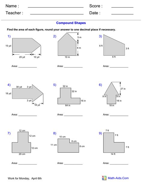 Calculating Area Of Irregular Shapes Worksheets