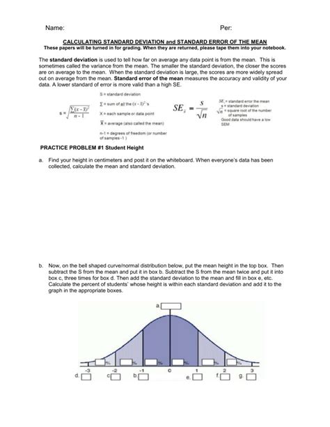 Calculating Standard Deviation Worksheet With Answers Pdf - worksheet