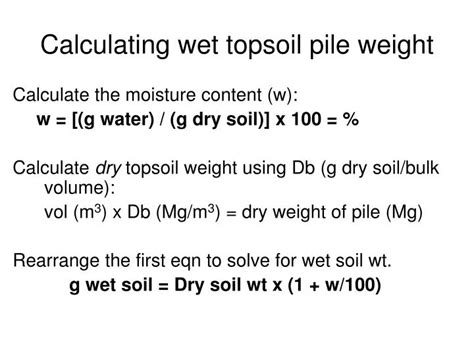 Calculating the weight of topsoil