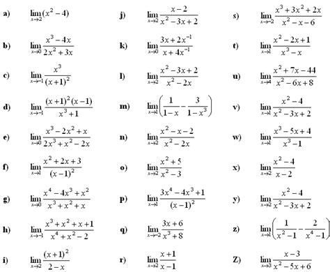 Calculus Limits Worksheet With Answers