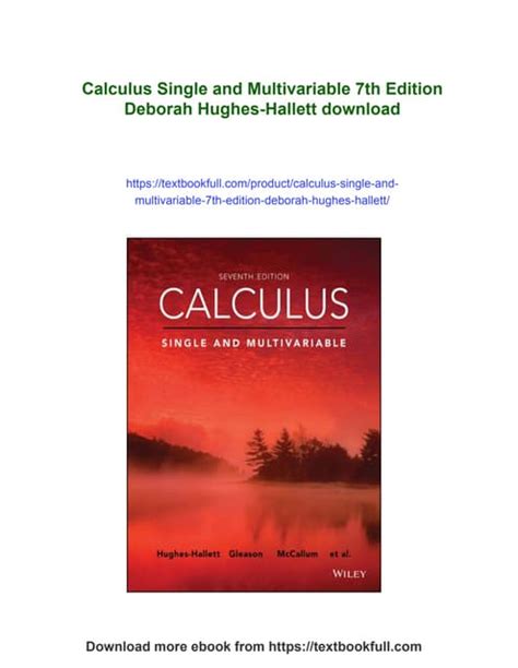 Calculus: Single And Multivariable 7th Edition Highlights