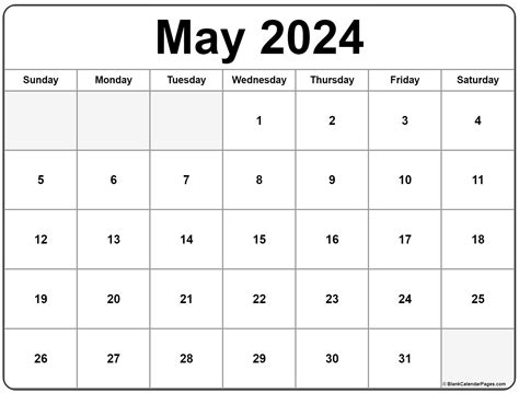 May 2024 Month Calendar