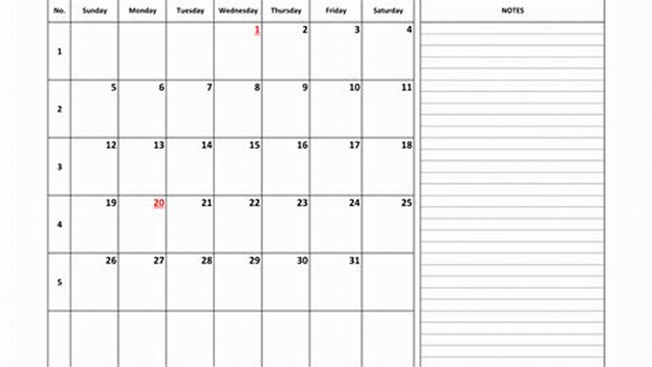 Calendar 2025 For Notes