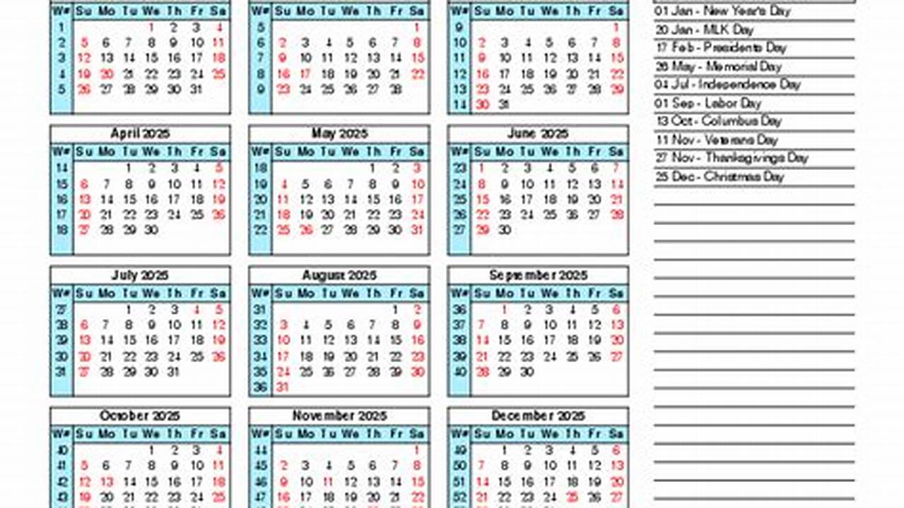 Calendar 2025 Include Weeks 2025