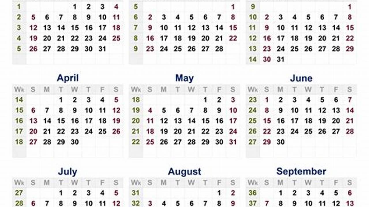 Calendar 2025 Week Numbers Printable Chart