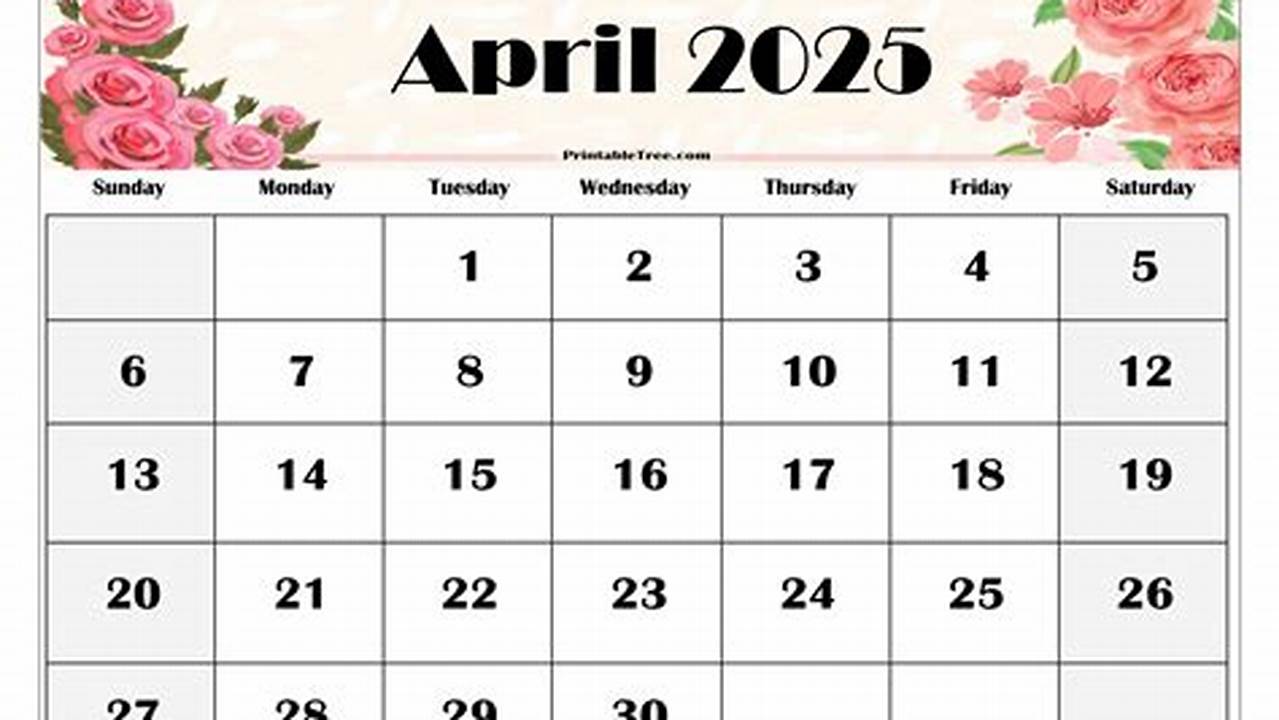 Calendar April Month 2025