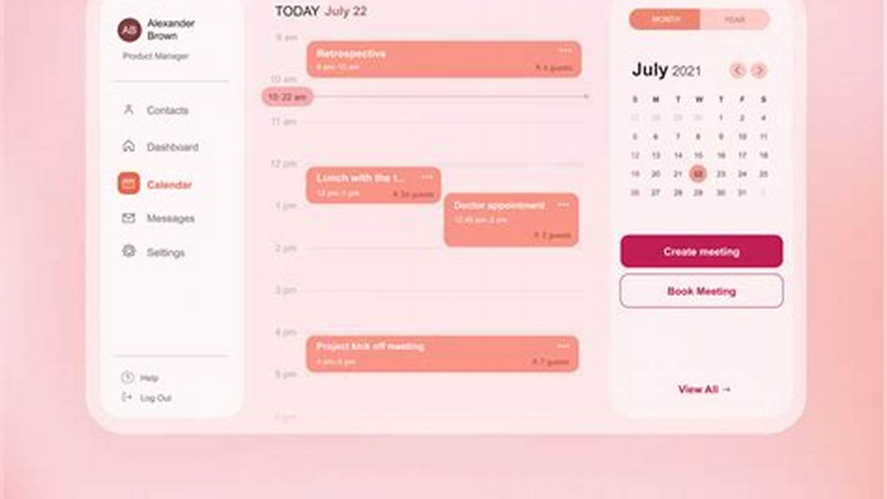 Calendar Dashboard Design