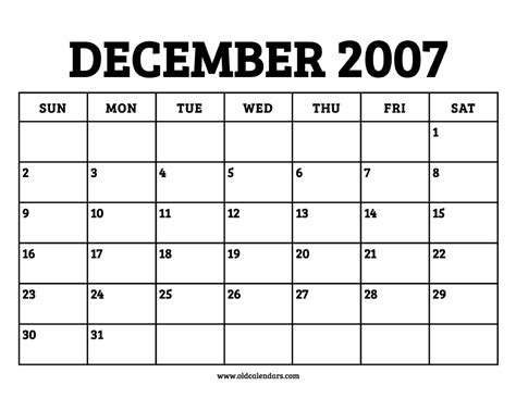 Calendar December 2007